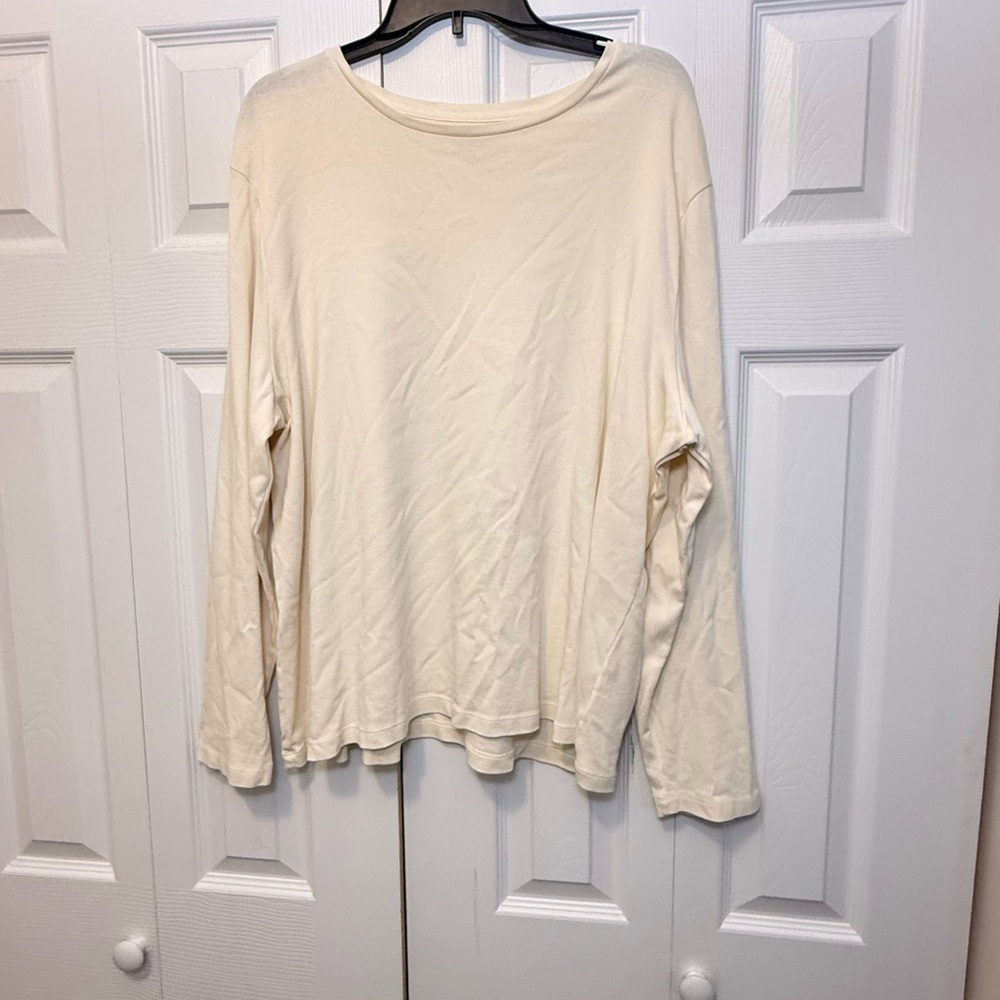 Talbots 100% Pima Cotton Long Sleeve Cream Top 3X Soft Classic Tee